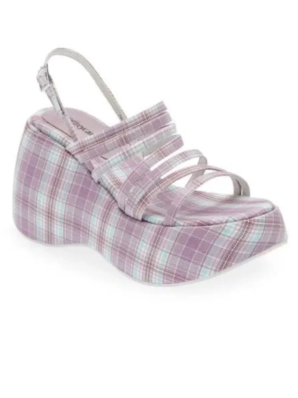 JEFFREY CAMPBELL Vibez Platform Sandal Purple Plaid Platform Sandals Size 10